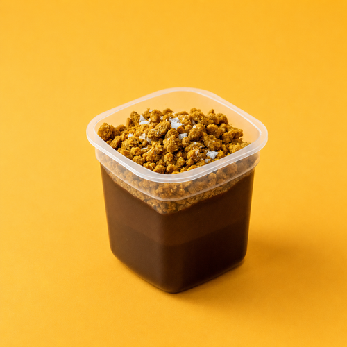 Velvety dark chocolate mousse for pure chocolate joy, topped with Biscoff cookie crumble that is everyone's favourite and a sprinkle of sea salt to finish.